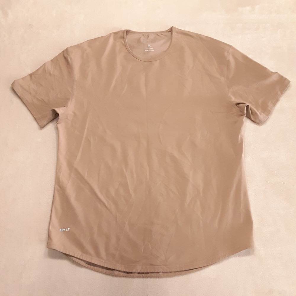 BYLT Mens Premium Basics Short Sleeve Lux T-Shirt 2XL/Solid Beige/Crew Neck
